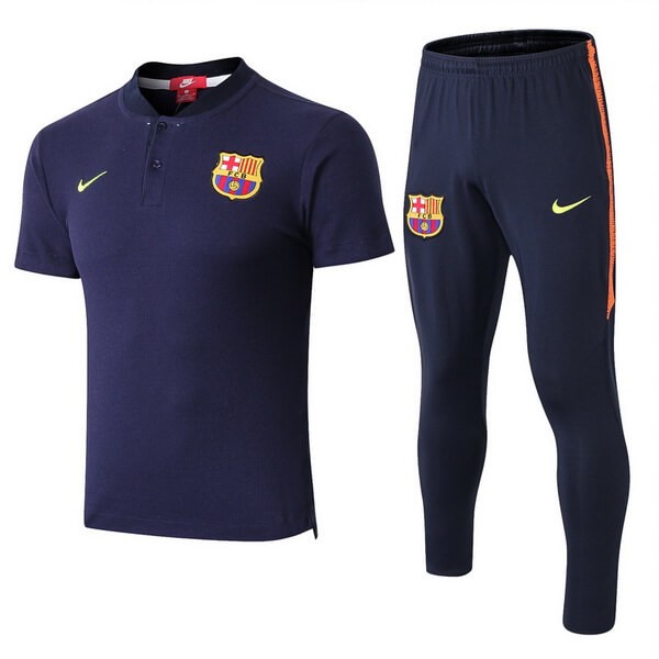 Polo Komplett Set Barcelona 2018-19 Blau Marine